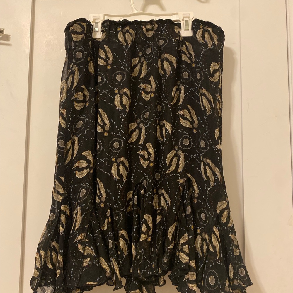 Black/floral ruffle skirt
